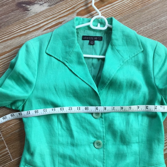 Lafayette 148 green linen jacket 4 6 - Picture 3 of 10